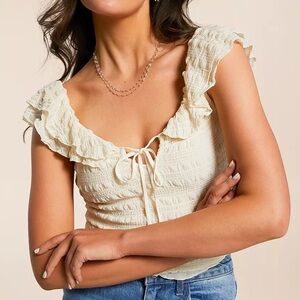 NWT Free People Love You More Ruffle Accent Smocked Top